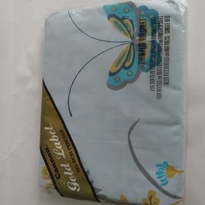 Cannon Twin Flat Bed Sheet Gold Label Butterflies Blue Mid Century Precale MCM